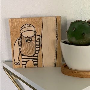 Bearded surfer square block art
